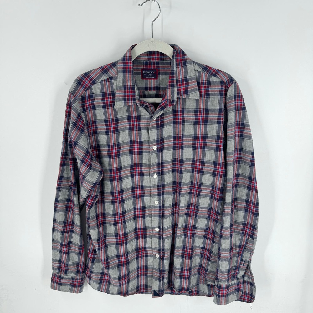 UNTUCKit Pink and Gray Plaid Button Down Shirt